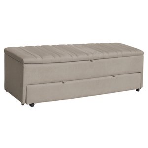 Calçadeira Baú Sapateira 140cm Ayla Suede Tampo Reto