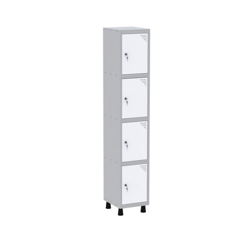 Roupeiro em Aço Mt 1V 4 Portas - Fechadura Cinza e Branco