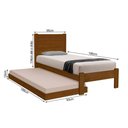 Ver imagem 3 de Cama Solteiro com Auxiliar Madeira Lara - Castanho