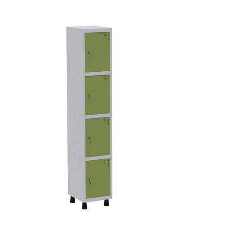 Roupeiro em Aço Mt 1V 4 Portas - Fechadura Verde/Cinza/Miró