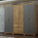 Ver imagem 1 de Guarda Roupa Casal Dubai Ouro 6 Portas de Bater 4 Gavetas MDF Nature-Alasca Vila Rica