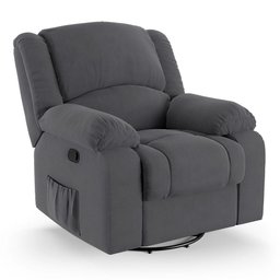 Poltrona do Papai Reclinável Melim Glider Giratória Massagem Veludo Fh1 - D'rossi Cor Cinza - 1