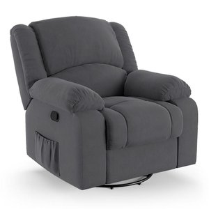 Poltrona do Papai Reclinável Melim Glider Giratória Massagem Veludo Fh1 - D'rossi Cor Cinza