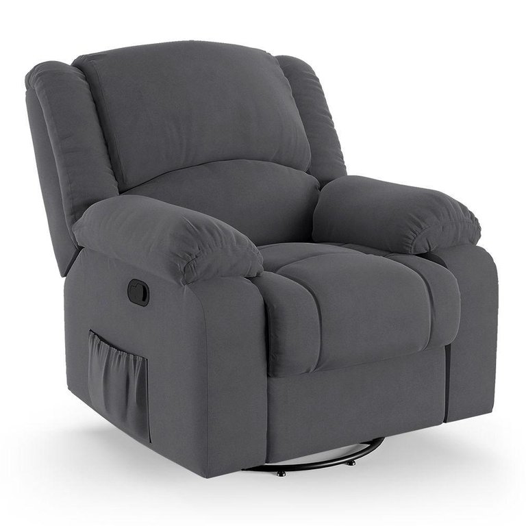 Poltrona do Papai Reclinável Melim Glider Giratória Massagem Veludo Fh1 - D'rossi Cor Cinza
