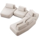 Ver imagem 1 de Sofá de Canto com Chaise para Sala Living 330x325cm Shape T03 Veludo Bege - Lyam Decor