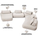 Ver imagem 3 de Sofá de Canto com Chaise para Sala Living 330x325cm Shape T03 Veludo Bege - Lyam Decor