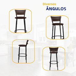 Kit 6 Banquetas para Cozinha Banco Alto Junco Argila Balcão Ilha Bancada Bares Piscina Área Gourmet - 4