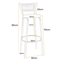 Kit 6 Banquetas para Cozinha Banco Alto Junco Argila Balcão Ilha Bancada Bares Piscina Área Gourmet - 2
