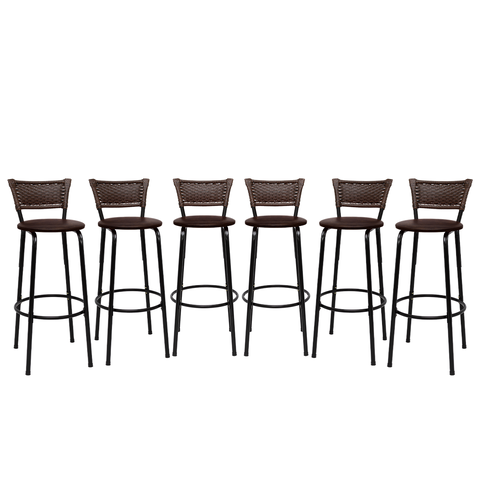 Kit 6 Banquetas para Cozinha Banco Alto Junco Argila Balcão Ilha Bancada Bares Piscina Área Gourmet
