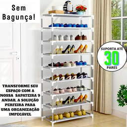 Sapateira Vertical Organizador com 9 Prateleiras Multiuso para 18 Pares de Sapatos e Objetos - 2