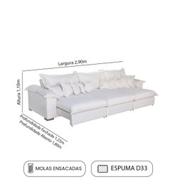 Sofá Magnifico 6 Lugares 2,90mt - de Casa Décor e Estofados. - 2