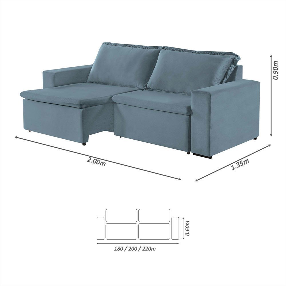 Sofa Malibu 2 Lugares 200 cm Pes de Madeira Talento Móveis - 4