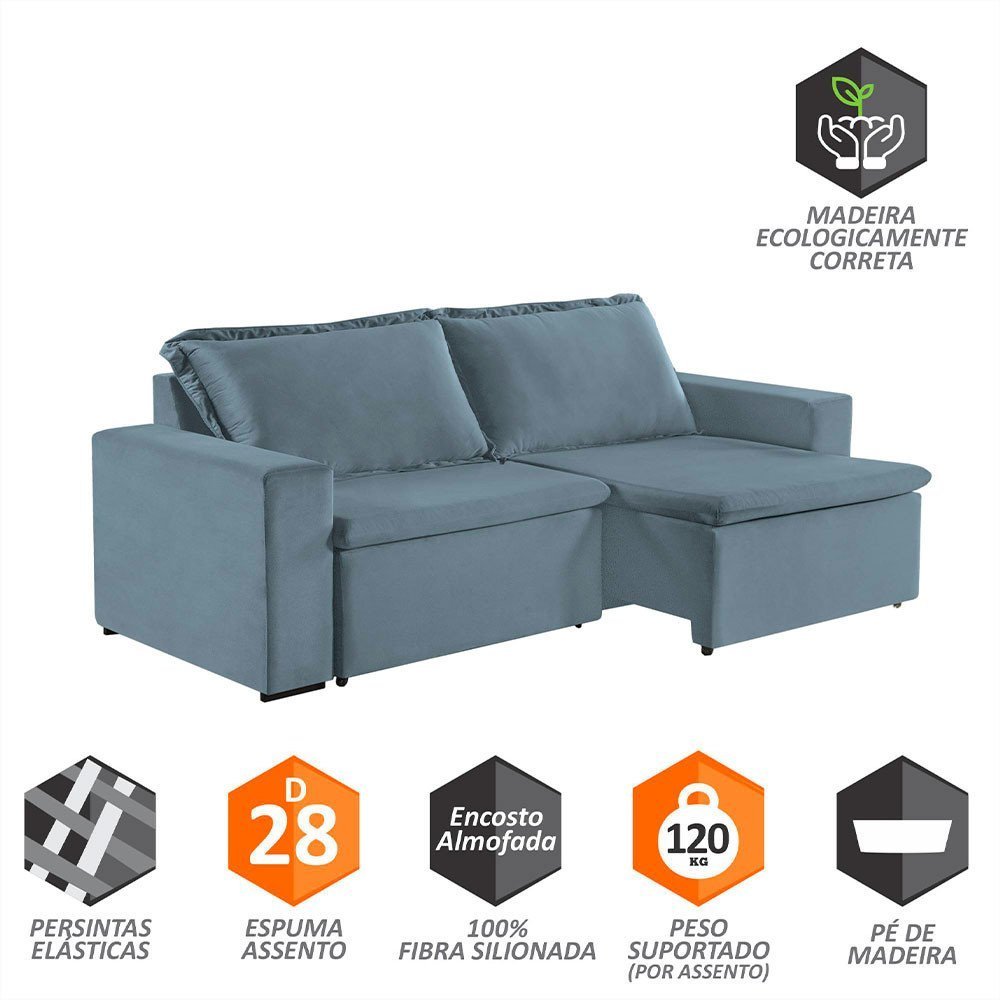 Sofa Malibu 2 Lugares 200 cm Pes de Madeira Talento Móveis - 3