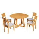 Ver imagem 2 de Conjunto Sala de Jantar Mesa Redonda Giratória 130cm com 4 Cadeiras MDF Carvalho Rosé/Bege Claro