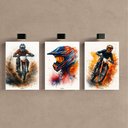 Ver imagem 2 de Kit 3 Quadro Decorativo Motocross Enduro Trilha Quarto Moto Qualidade Premium 28x20cm