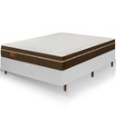 Ver imagem 1 de Cama Box Branca + Colchão Casal Bio Magnético Tabaco Massageador e Ortopédico Espuma D33