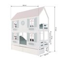 Ver imagem 3 de Beliche Casinha Bela com Coração 2 Gavetas 4 Janelas Venezianas - Madeira Maciça Branco/rosa/