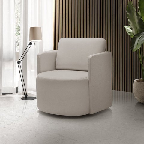 Poltrona para Sala de Estar Dakota Decorativa Pés Giratório Bege