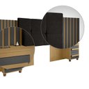 Ver imagem 5 de Cabeceira Estofada Extensível Casal/Queen/King com 2 Mesas de Apoio 4 Gavetas Suiça Preto