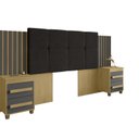 Ver imagem 3 de Cabeceira Estofada Extensível Casal/queen/king com 2 Mesas de Apoio 4 Gavetas Suiça