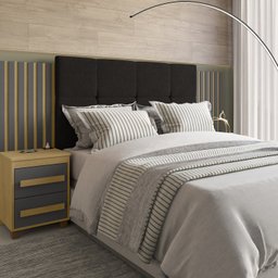Cabeceira Estofada Extensível Casal/queen/king com 2 Mesas de Apoio 4 Gavetas Suiça - 2