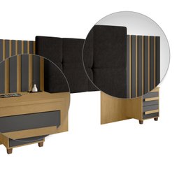 Cabeceira Estofada Extensível Casal/queen/king com 2 Mesas de Apoio 4 Gavetas Suiça - 5