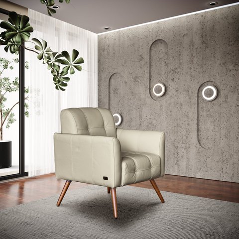 Poltrona Couro Legítimo Bia 80x67cm