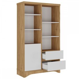 Estante para Livros Space 1 Porta 2 Gavetas Olmo/branco - Artany Móveis - 4
