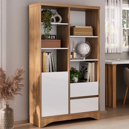 Estante para Livros Space 1 Porta 2 Gavetas Olmo/branco - Artany Móveis - 1