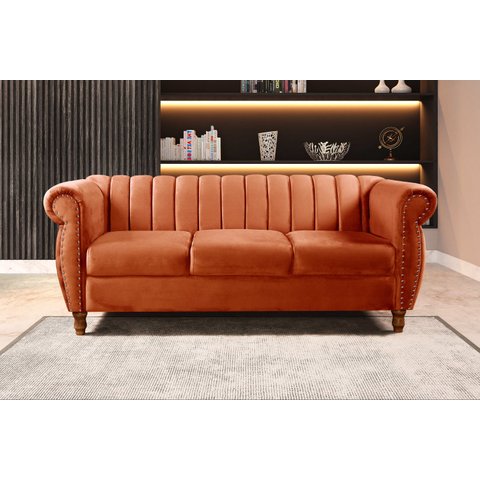 Sofá Chesterfield Realeza 3 Lugares Decoração Retrô