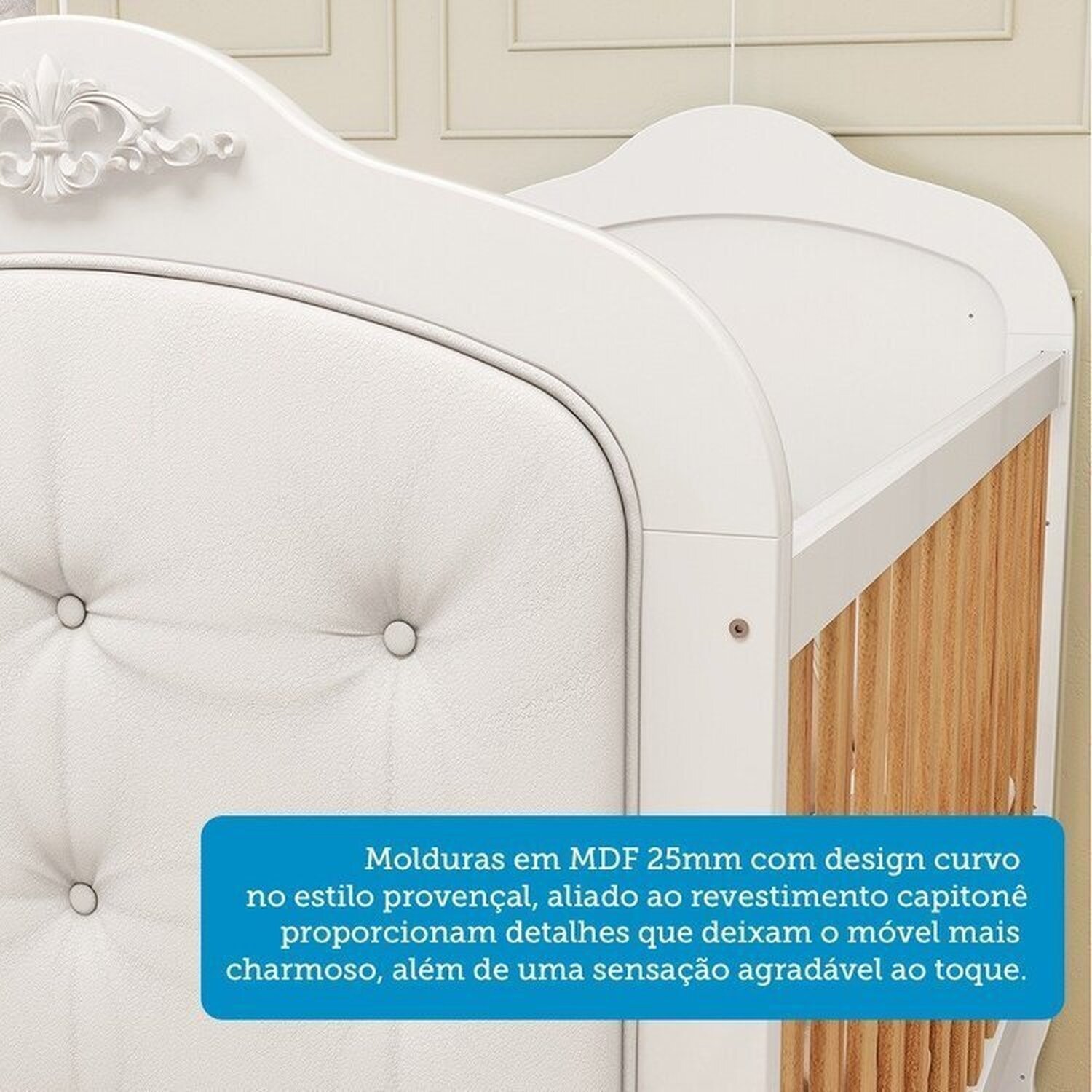 Berço Mini Cama 3 em 1 com Capitonê 100% Mdf Maya Espresso Móveis - 9