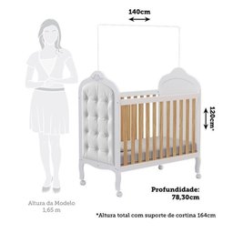 Berço Mini Cama 3 em 1 com Capitonê 100% Mdf Maya Espresso Móveis - 4