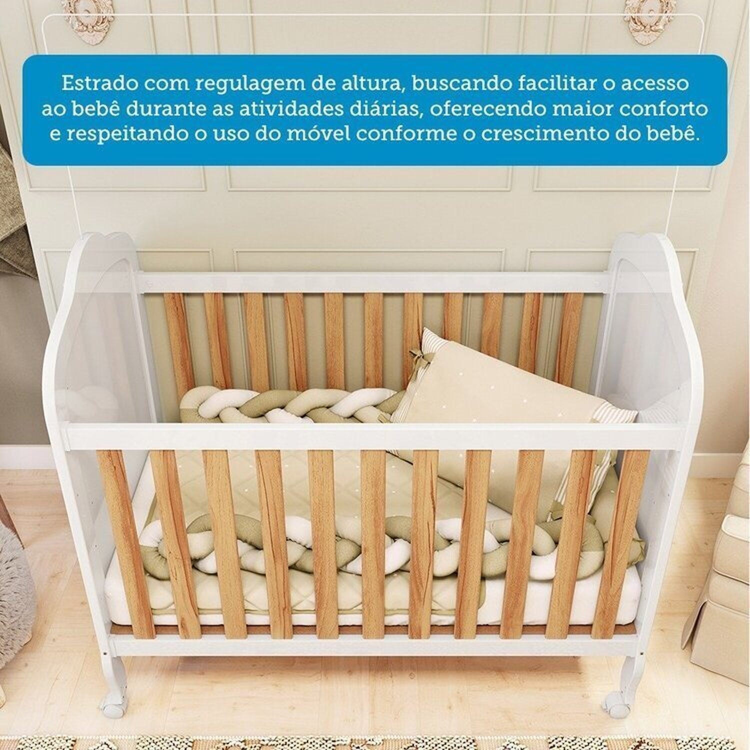 Berço Mini Cama 3 em 1 com Capitonê 100% Mdf Maya Espresso Móveis - 10