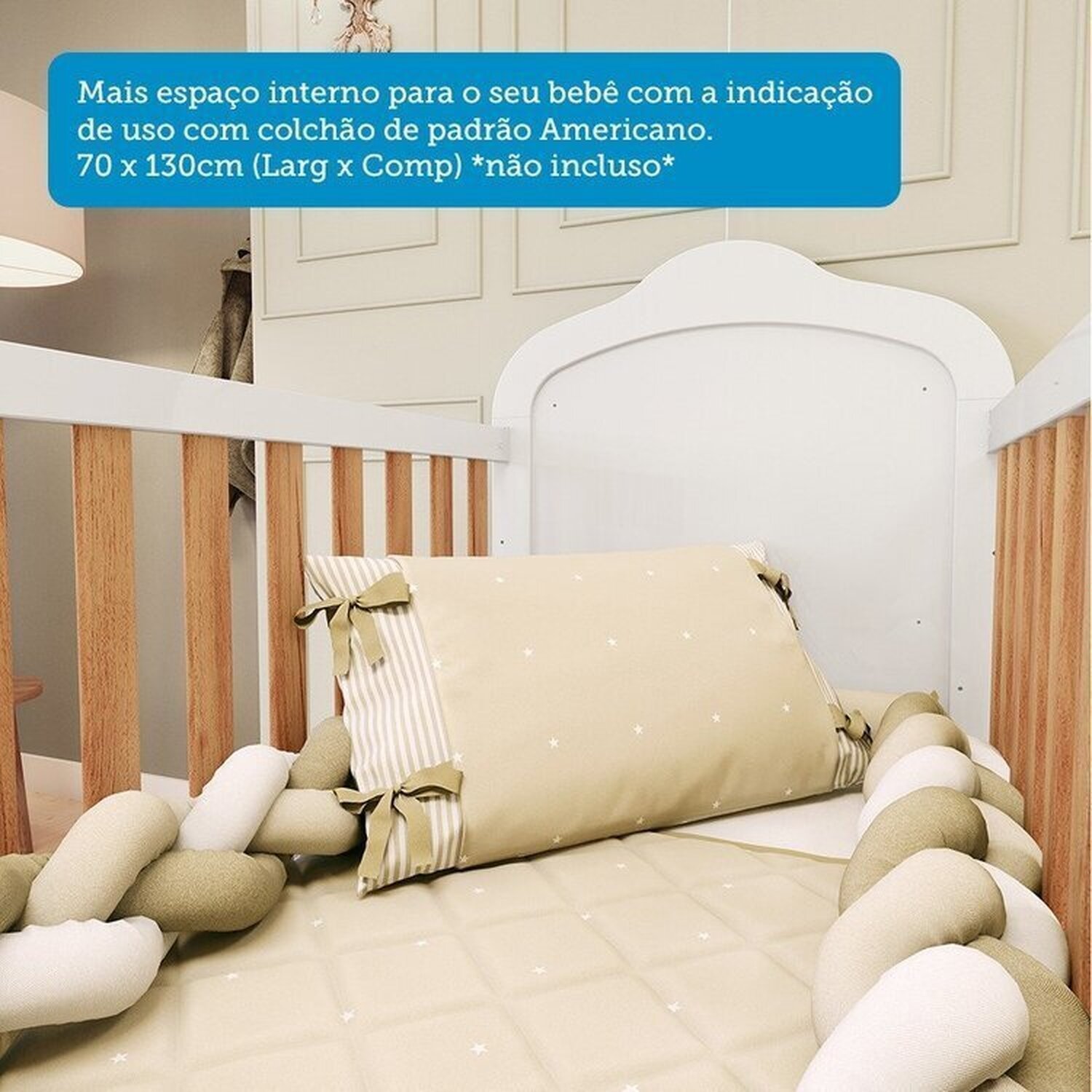 Berço Mini Cama 3 em 1 com Capitonê 100% Mdf Maya Espresso Móveis - 11