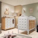 Ver imagem 1 de Quarto de Bebê Berço com Capitonê e Cômoda 4 Gavetas 100% MDF Maya Provençal Yescasa Branco/Brilho/Amêndoa