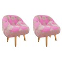 Ver imagem 1 de Kit 02 Poltrona Paloma Escritório Sala Pé Palito Suede Rosa Bebê e Suede Pink - Dominic Decor