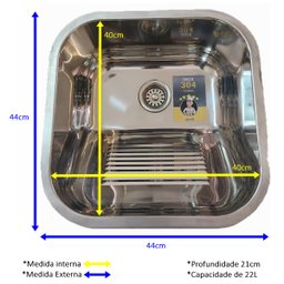 Tanque Inox Pequeno Embutir Dotec com Cuba N2 56x34x17cm 430 - 3