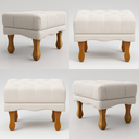 Ver imagem 5 de Puff Duque Bouclé Premium de Luxo Capitone Elegante para Sala Quarto Decoração Pés Luiz Xv Castanho