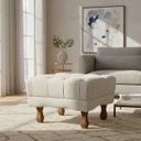 Ver imagem 1 de Puff Duque Bouclé Premium de Luxo Capitone Elegante para Sala Quarto Decoração Pés Luiz Xv Castanho