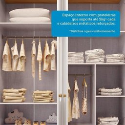 Quarto Infantil com Guarda-Roupas e Cômoda com Janelas Maya Provençal Yescasa Branco/Brilho/Amêndoa - 8 Quarto Infantil com Guarda-Roupas e Cômoda com Janelas Maya Provençal Yescasa Branco/Brilho/Amêndoa - 8