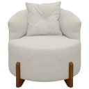 Ver imagem 3 de Poltrona Decorativa para Sala Thor Orgânica Tecido Bouclé Pés em Madeira Maciça:bege Claro