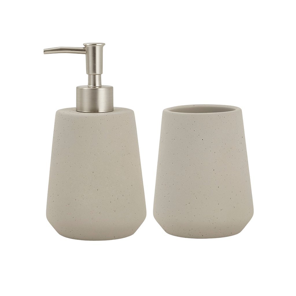 Kit Lavabo de Porta Líquido e Difusor em Cimento Cinza - 2 Peças