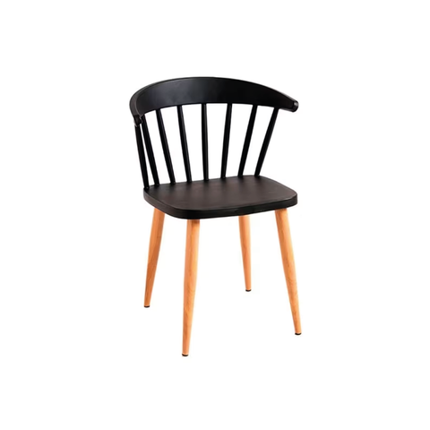Cadeira Fixa de Cozinha - Assento em Pp na Cor Preta - Estrutura em Metal - Tamanho 49x52x74.5cm