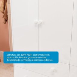 Quarto de Bebê com Guarda-roupa Cômoda e Berço com Capitonê 100% Mdf Maya Clássico Espresso Móveis - 9