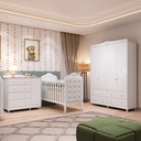 Ver imagem 1 de Quarto de Bebê Berço 3 em 1 Capitonê, Cômoda e Guarda Roupa MDF Maya Clássico Espresso Móveis Branco