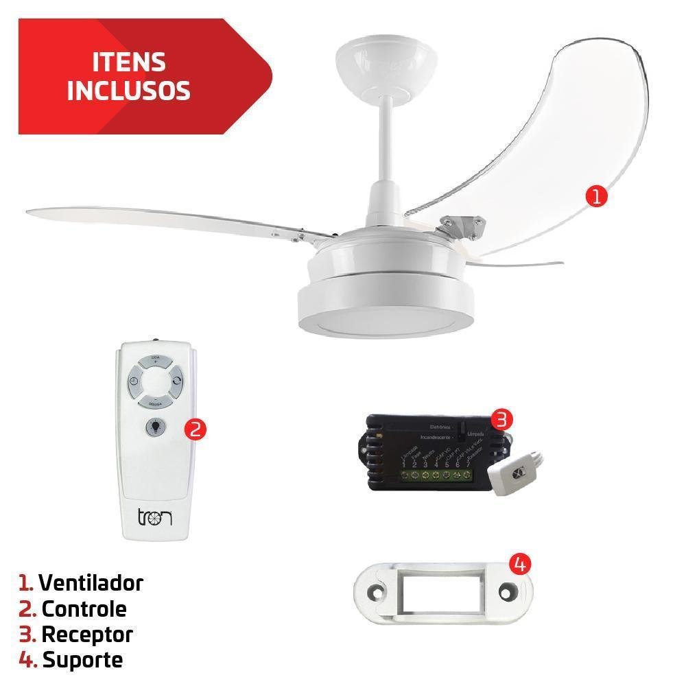 Ventilador de Teto Tron C/ Controle - Potente e Silencioso | MadeiraMadeira