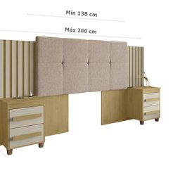 Cabeceira Estofada Extensível Casal/queen/king com 2 Mesas de Apoio 4 Gavetas Suiça - 4