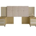 Ver imagem 3 de Cabeceira Estofada Extensível Casal/queen/king com 2 Mesas de Apoio 4 Gavetas Suiça