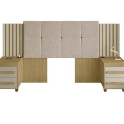 Cabeceira Estofada Extensível Casal/queen/king com 2 Mesas de Apoio 4 Gavetas Suiça - 3