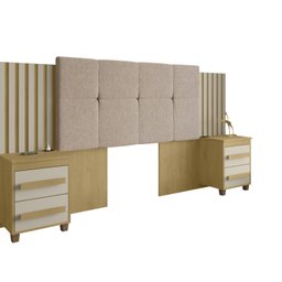 Cabeceira Estofada Extensível Casal/queen/king com 2 Mesas de Apoio 4 Gavetas Suiça - 2